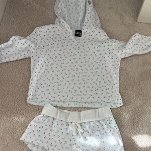 Girls White Hooded Floral Kids set